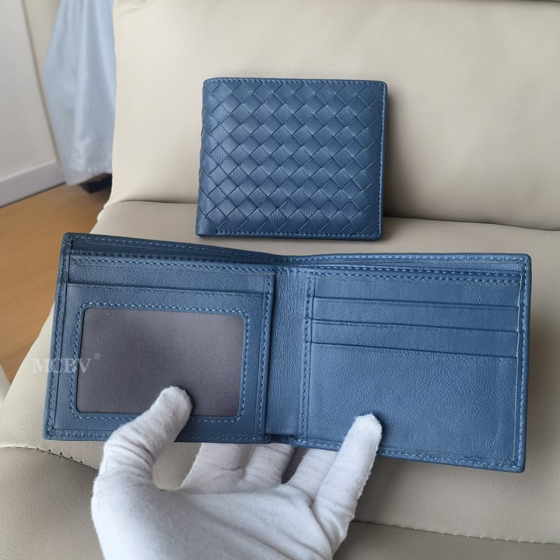 MCBV tikra oda, rankų austas vyriška trumpa piniginė su monetų kišene ir kortų laikikliu