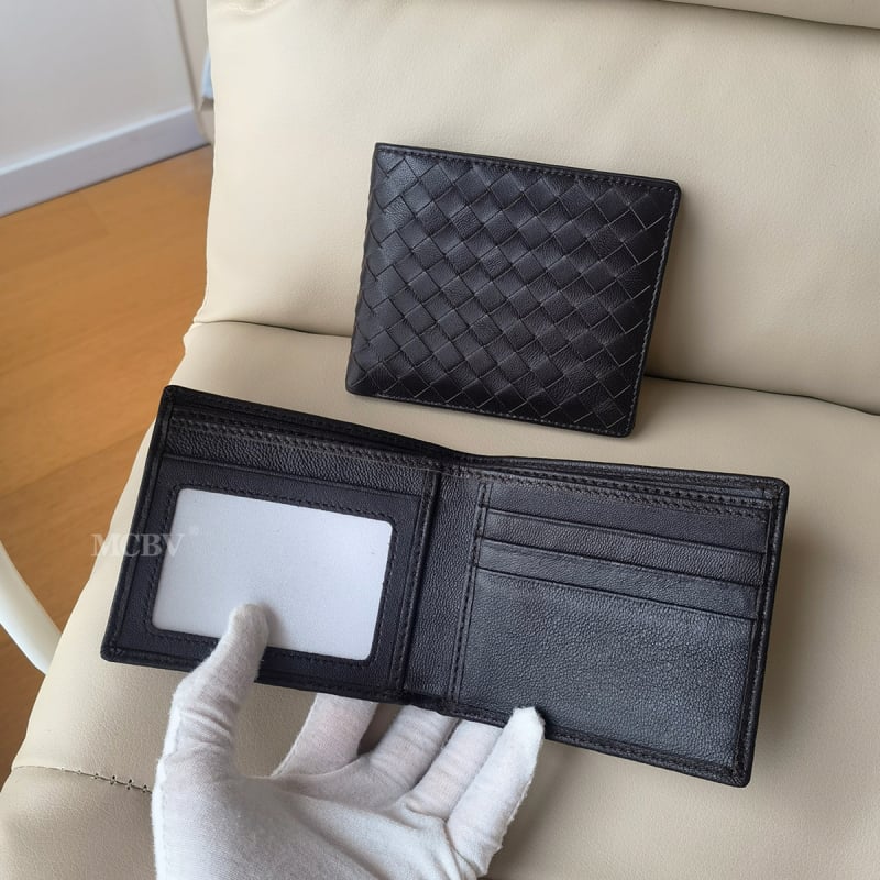 MCBV tikra oda, rankų austas vyriška trumpa piniginė su monetų kišene ir kortų laikikliu