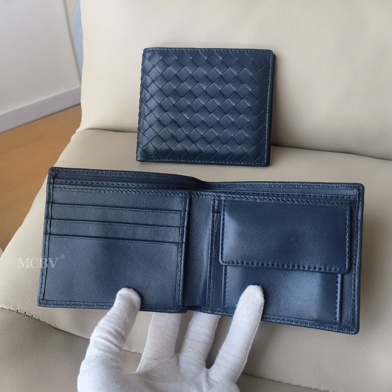 MCBV tikra oda, rankų austas vyriška trumpa piniginė su monetų kišene ir kortų laikikliu