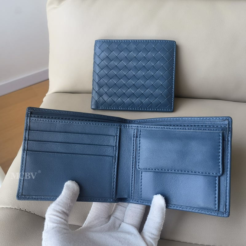 MCBV tikra oda, rankų austas vyriška trumpa piniginė su monetų kišene ir kortų laikikliu