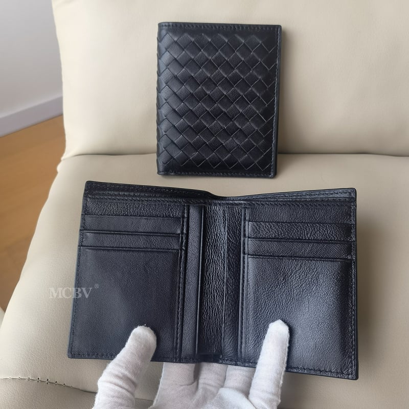 MCBV tikra oda, rankų austas vyriška trumpa piniginė su monetų kišene ir kortų laikikliu