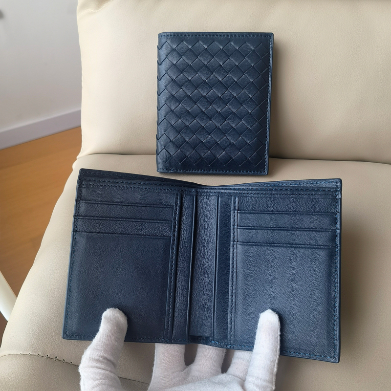 MCBV tikra oda, rankų austas vyriška trumpa piniginė su monetų kišene ir kortų laikikliu