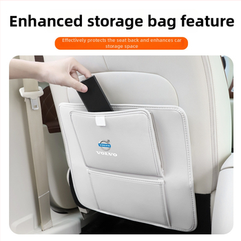 Fangmeng Торба за боклук за задната облегалка на седалката с подложка срещу ритници – съвместимо с Volvo XC60, S90, XC90, S60, XC40, V90