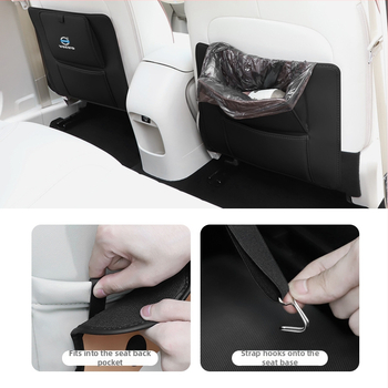 Fangmeng Торба за боклук за задната облегалка на седалката с подложка срещу ритници – съвместимо с Volvo XC60, S90, XC90, S60, XC40, V90