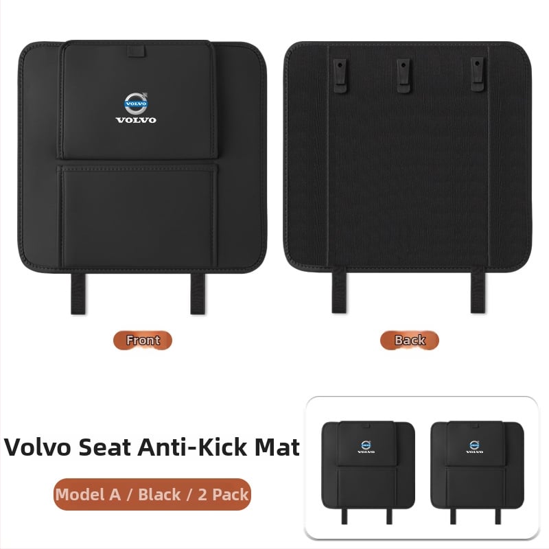 Fangmeng Торба за боклук за задната облегалка на седалката с подложка срещу ритници – съвместимо с Volvo XC60, S90, XC90, S60, XC40, V90