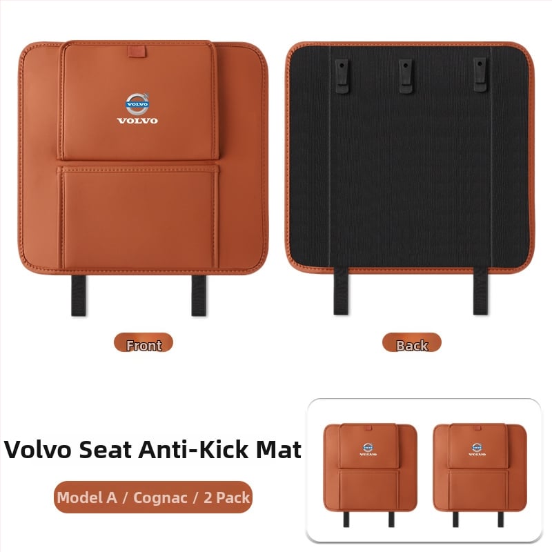 Fangmeng Торба за боклук за задната облегалка на седалката с подложка срещу ритници – съвместимо с Volvo XC60, S90, XC90, S60, XC40, V90