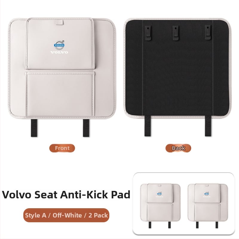 Fangmeng Торба за боклук за задната облегалка на седалката с подложка срещу ритници – съвместимо с Volvo XC60, S90, XC90, S60, XC40, V90