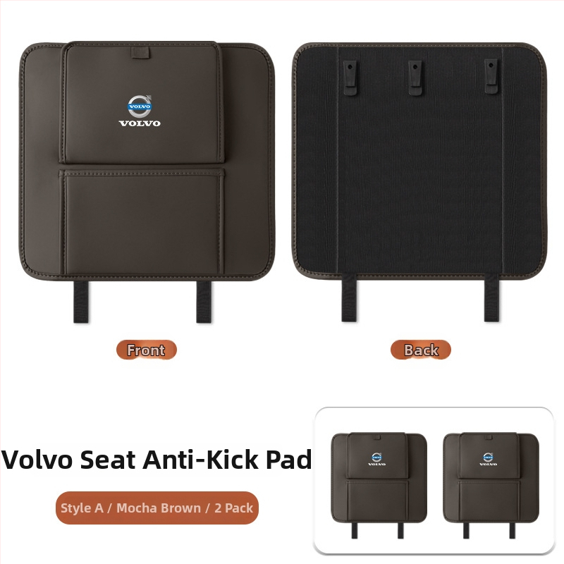 Fangmeng Торба за боклук за задната облегалка на седалката с подложка срещу ритници – съвместимо с Volvo XC60, S90, XC90, S60, XC40, V90