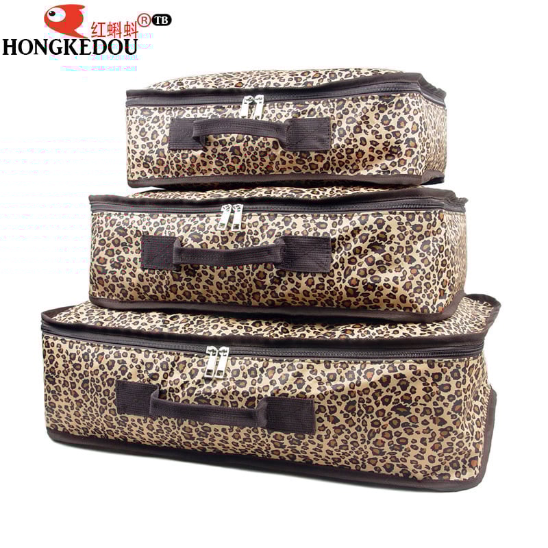 Τσάντα αποθήκευσης με λεοπάρ σχέδιο, αδιάβροχο Oxford ύφασμα, κυβοειδές σχήμα, πολυλειτουργικός οργανωτής