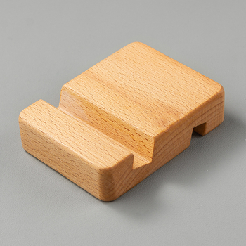 Настолен държач за телефон от бук, минималистичен дизайн, възможност за персонализация