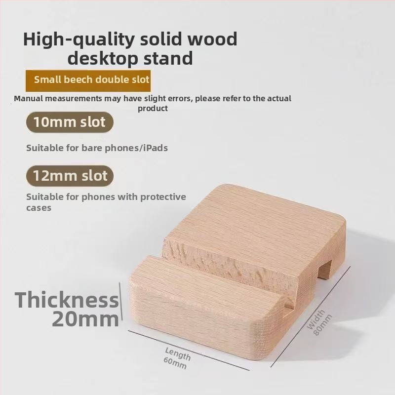 Настолен държач за телефон от бук, минималистичен дизайн, възможност за персонализация