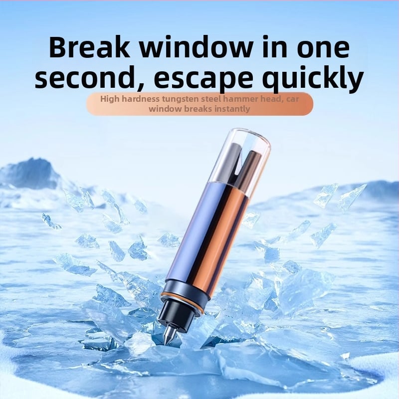 Automobilio avarinė priemonė: saugos plaktukas stiklo skilimui, 3-in-1 peilis, nešiojamas su laikinu parkavimo ženklu, PVC