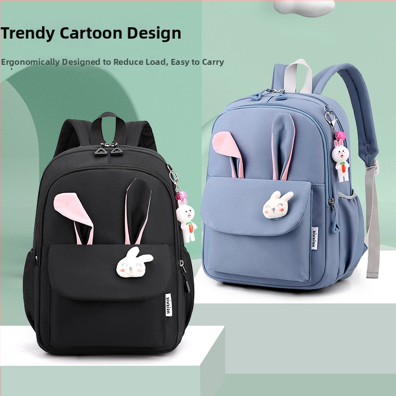 Tüdrukutele mõeldud koolikott nailonist, lapsik ja armas stiil, koolikasutuseks, 1.–2. klassile