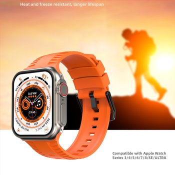 Σιλικονούς ιμάντας για Apple Watch Ultra με μοτίβο ελαστικού — συμβατός με Gen 1–8, υλικό σιλικόνης, αγκράφα με ακίδα, προσαρμοζόμενος μέγεθος διεπαφής