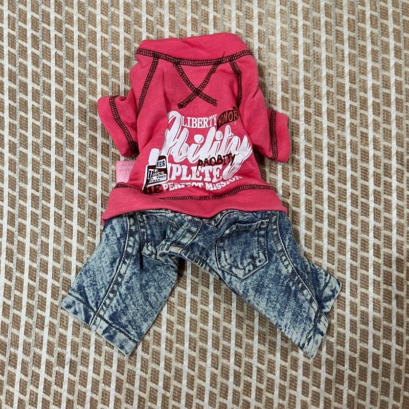 Denim kostim za psa s dizajnom medvjedića, jesen-zima, zatvaranje na gumbe, odjeća za četveronožne pse (Materijal: Denim; Sezona: Jesen-zima; Dizajn: Medvjedić; Zatvaranje: Gumbi; Kategorija: Odjeća za četveronožne pse)