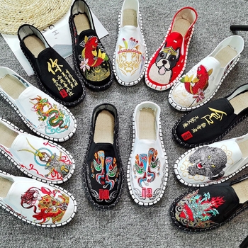 Medvilnės viršutinė dalis loafers, apvali nosis, guminis pada, kanapių įdėklas, rudens stilius