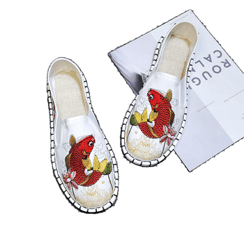 Medvilnės viršutinė dalis loafers, apvali nosis, guminis pada, kanapių įdėklas, rudens stilius