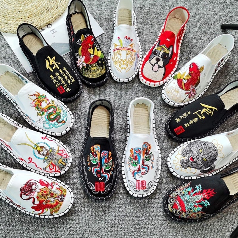 Medvilnės viršutinė dalis loafers, apvali nosis, guminis pada, kanapių įdėklas, rudens stilius