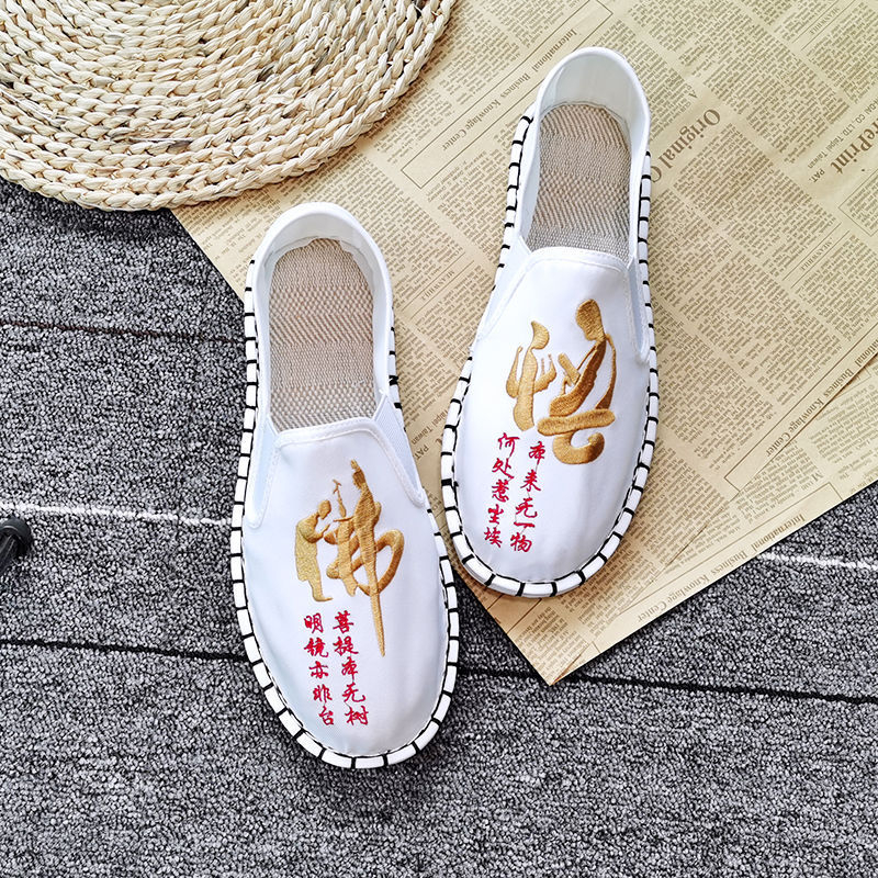 Medvilnės viršutinė dalis loafers, apvali nosis, guminis pada, kanapių įdėklas, rudens stilius