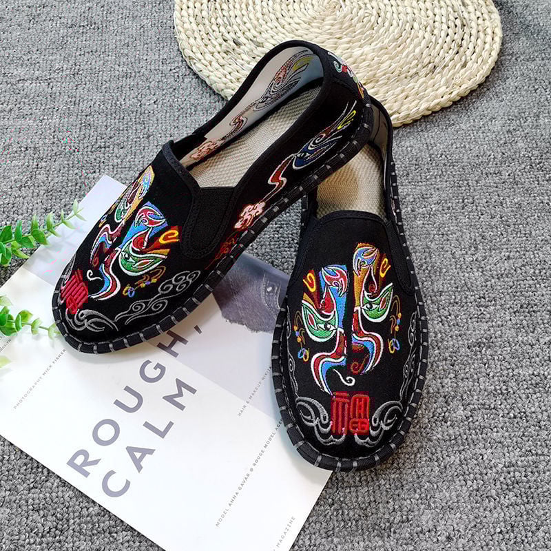 Medvilnės viršutinė dalis loafers, apvali nosis, guminis pada, kanapių įdėklas, rudens stilius