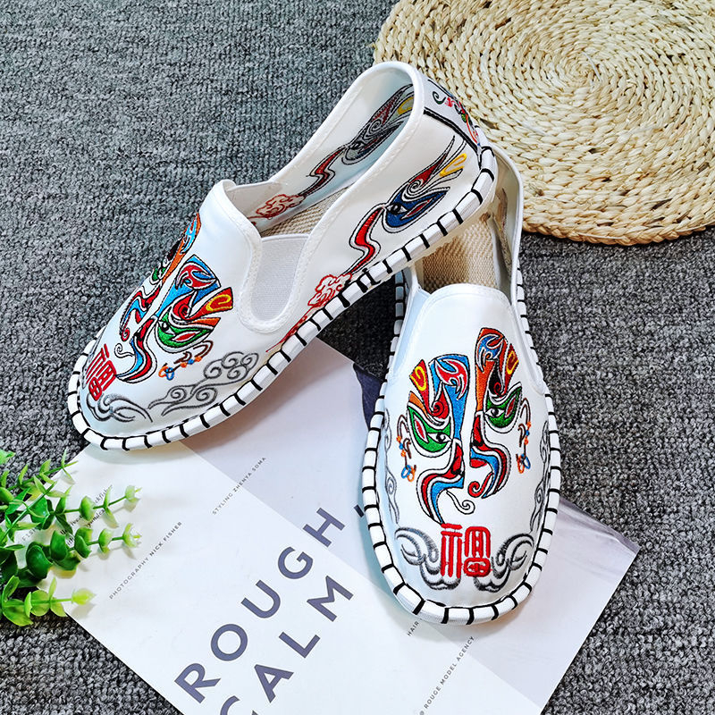 Medvilnės viršutinė dalis loafers, apvali nosis, guminis pada, kanapių įdėklas, rudens stilius