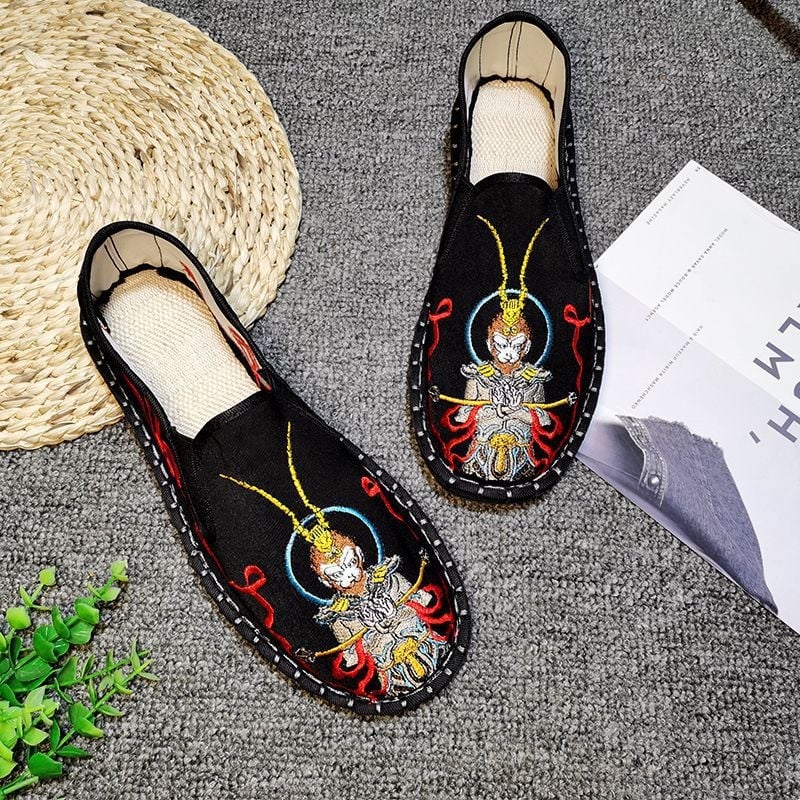 Medvilnės viršutinė dalis loafers, apvali nosis, guminis pada, kanapių įdėklas, rudens stilius