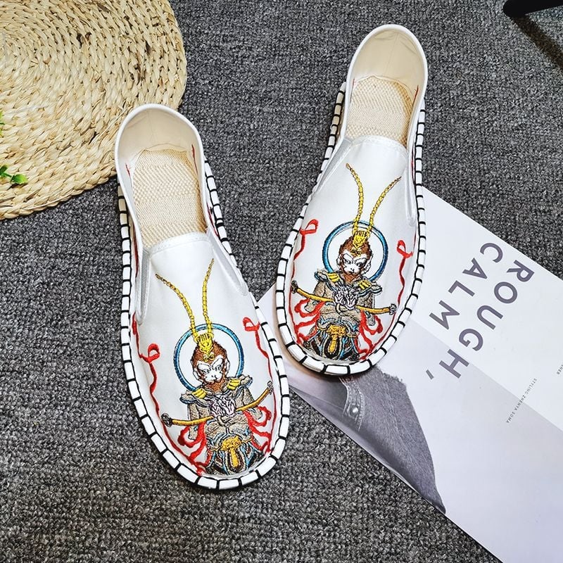 Medvilnės viršutinė dalis loafers, apvali nosis, guminis pada, kanapių įdėklas, rudens stilius