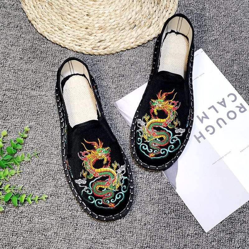 Medvilnės viršutinė dalis loafers, apvali nosis, guminis pada, kanapių įdėklas, rudens stilius