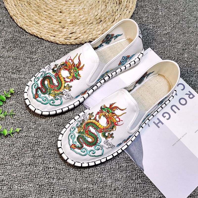 Medvilnės viršutinė dalis loafers, apvali nosis, guminis pada, kanapių įdėklas, rudens stilius