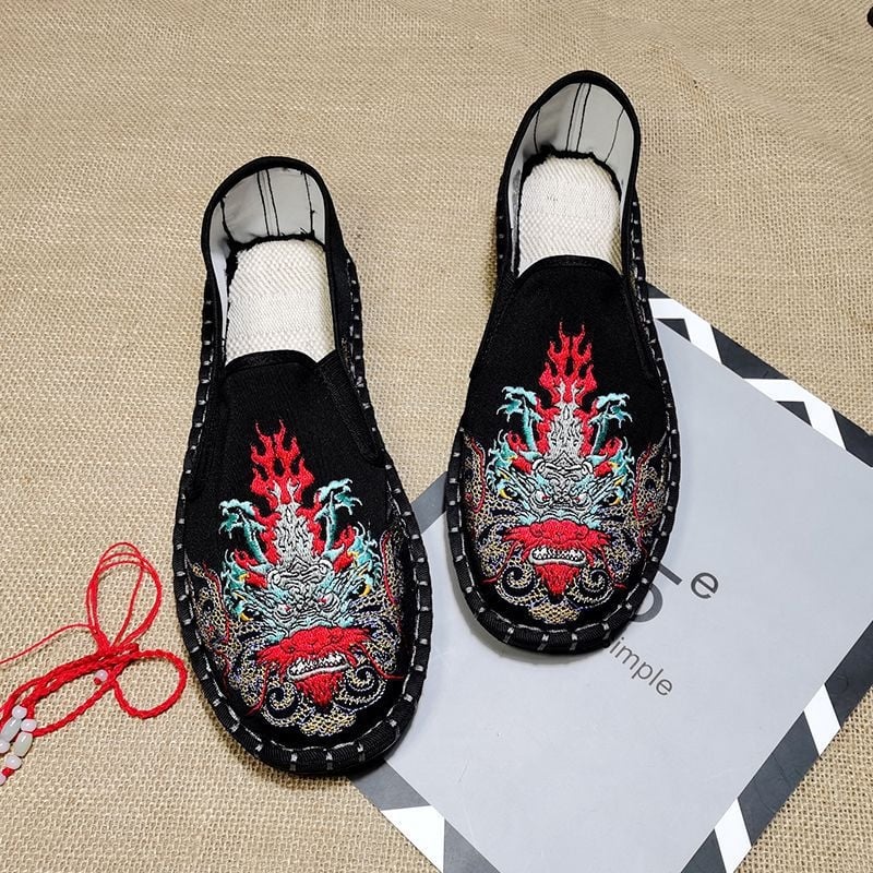 Medvilnės viršutinė dalis loafers, apvali nosis, guminis pada, kanapių įdėklas, rudens stilius