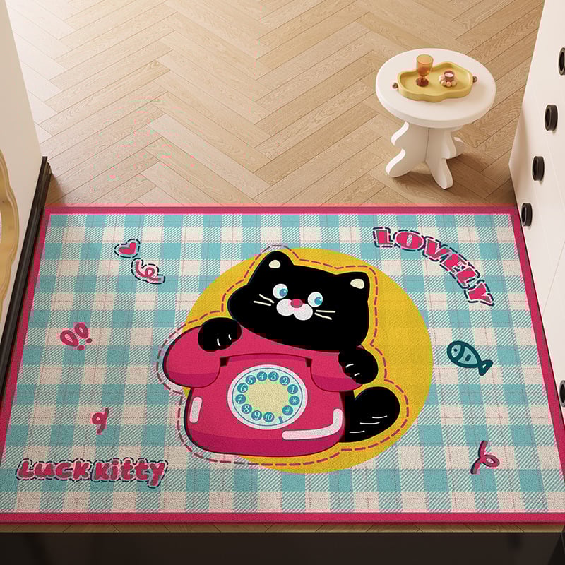 Covoraș de intrare din PVC cu design de câine desen animat, dreptunghiular, lavabil, personalizabil