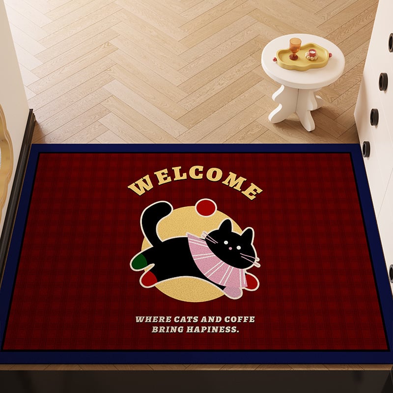 Covoraș de intrare din PVC cu design de câine desen animat, dreptunghiular, lavabil, personalizabil