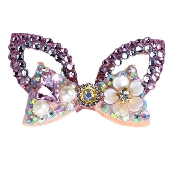 Clip de păr pentru câini, handmade, cu cristale, din plastic, design broscuță