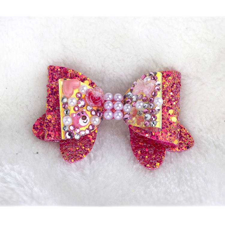 Clip de păr pentru câini, handmade, cu cristale, din plastic, design broscuță