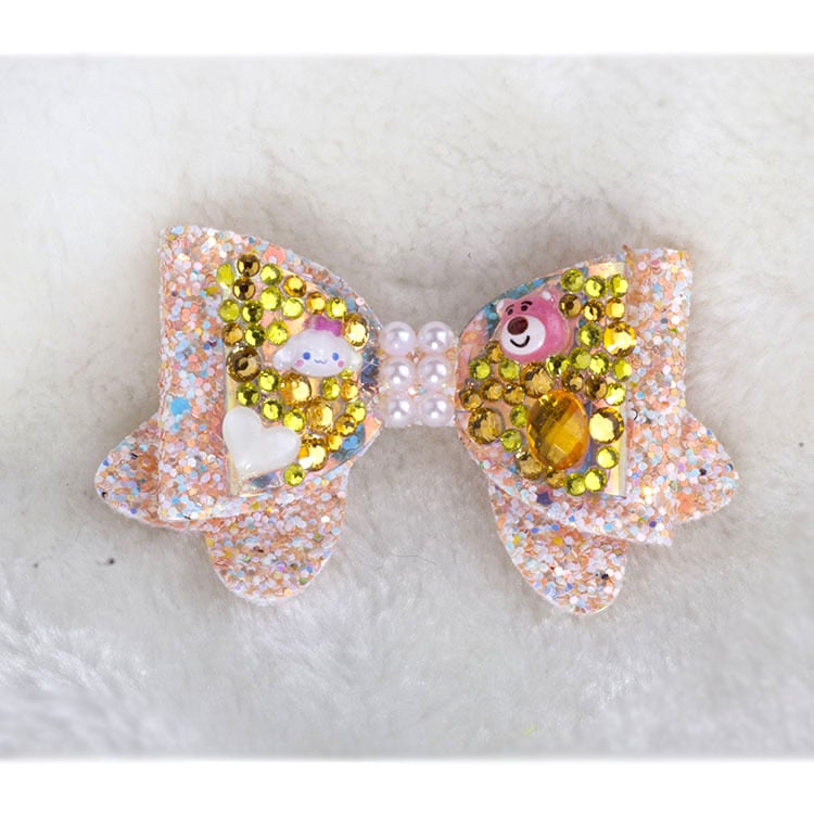 Clip de păr pentru câini, handmade, cu cristale, din plastic, design broscuță