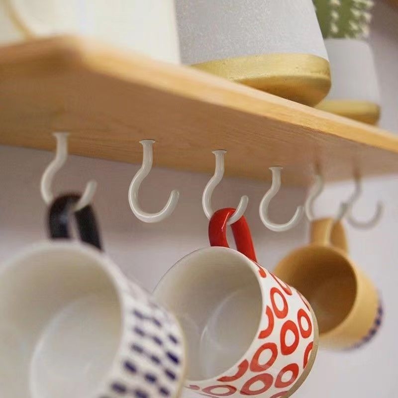 Σφυρήλατα αγκίστρια από σίδηρο για κούπες, σετ 10 τεμαχίων με βίδες αυτοτρύπαν, μοντέρνο και απλό σχέδιο, ικανότητα φόρτου 3–5 kg