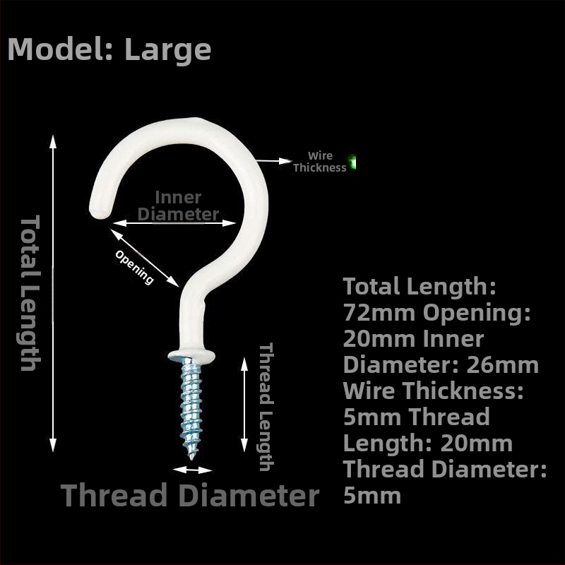 Σφυρήλατα αγκίστρια από σίδηρο για κούπες, σετ 10 τεμαχίων με βίδες αυτοτρύπαν, μοντέρνο και απλό σχέδιο, ικανότητα φόρτου 3–5 kg