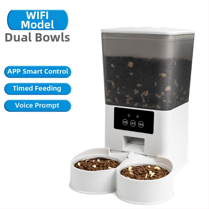 Смарт автоматичен хранилник за котки и кучета с Wi‑Fi, управление чрез приложение, програмиране на време и порции, модел BL001