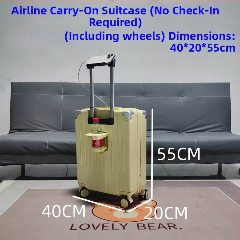 Куфар за ръчен багаж с ABS+PC материал, USB порт, универсални колела, тегло 3,5 кг, отваряне с цип