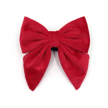 Guler de câine din velur cu funda, stil marin