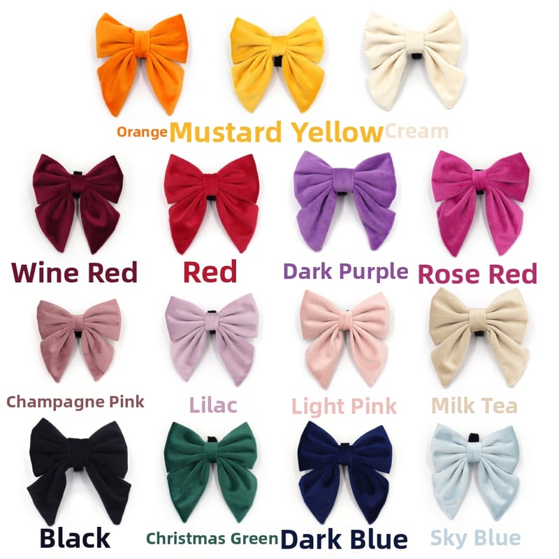 Guler de câine din velur cu funda, stil marin