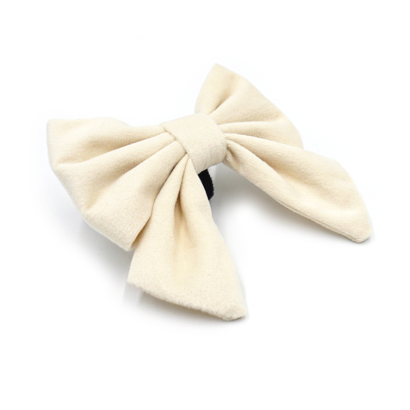 Guler de câine din velur cu funda, stil marin