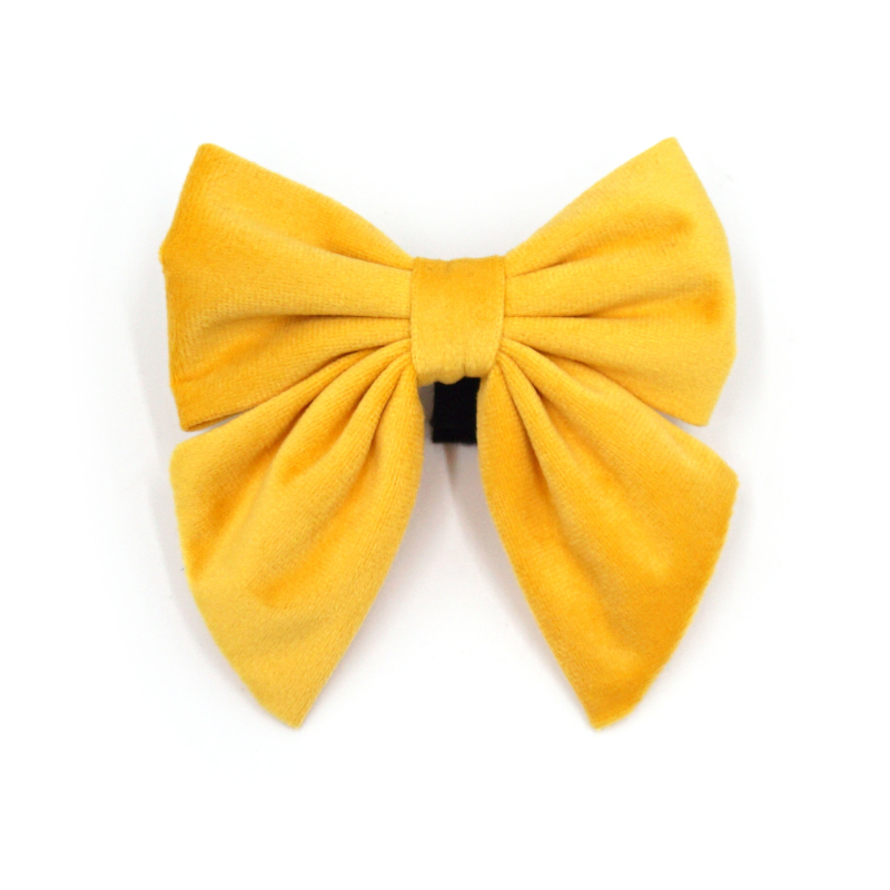 Guler de câine din velur cu funda, stil marin