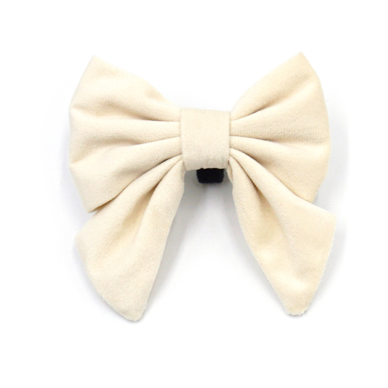 Guler de câine din velur cu funda, stil marin