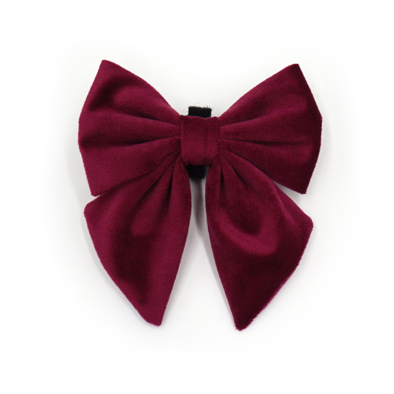 Guler de câine din velur cu funda, stil marin