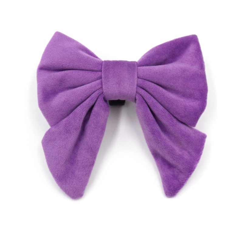 Guler de câine din velur cu funda, stil marin