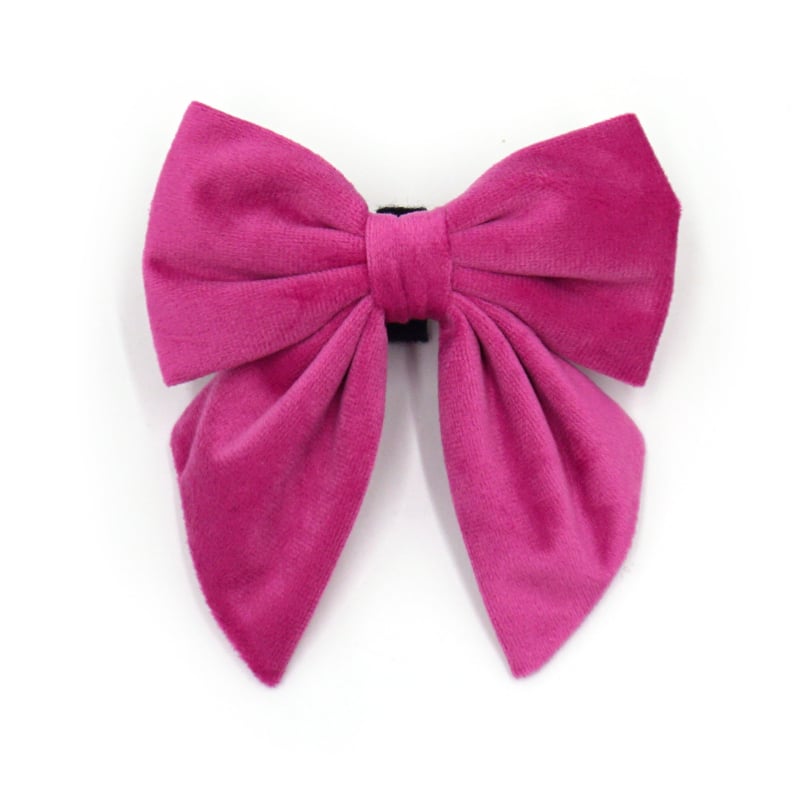 Guler de câine din velur cu funda, stil marin