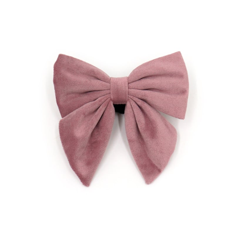 Guler de câine din velur cu funda, stil marin