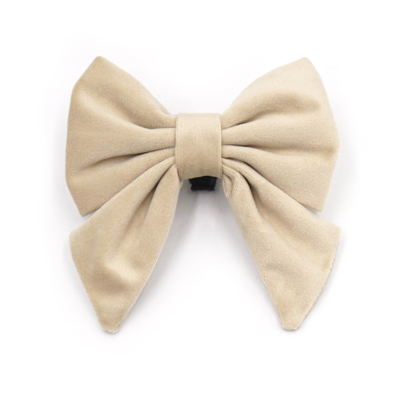 Guler de câine din velur cu funda, stil marin