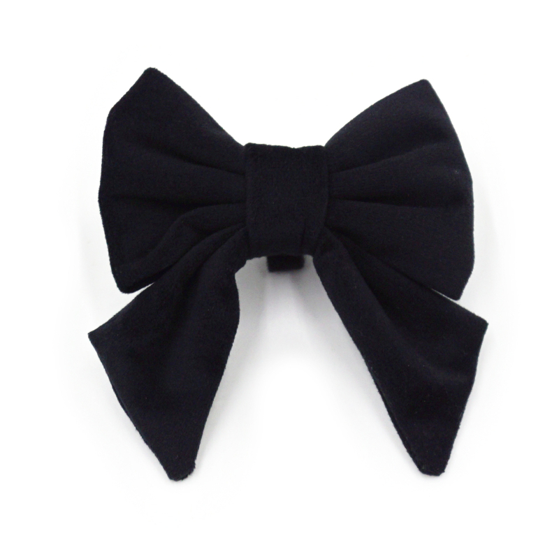 Guler de câine din velur cu funda, stil marin